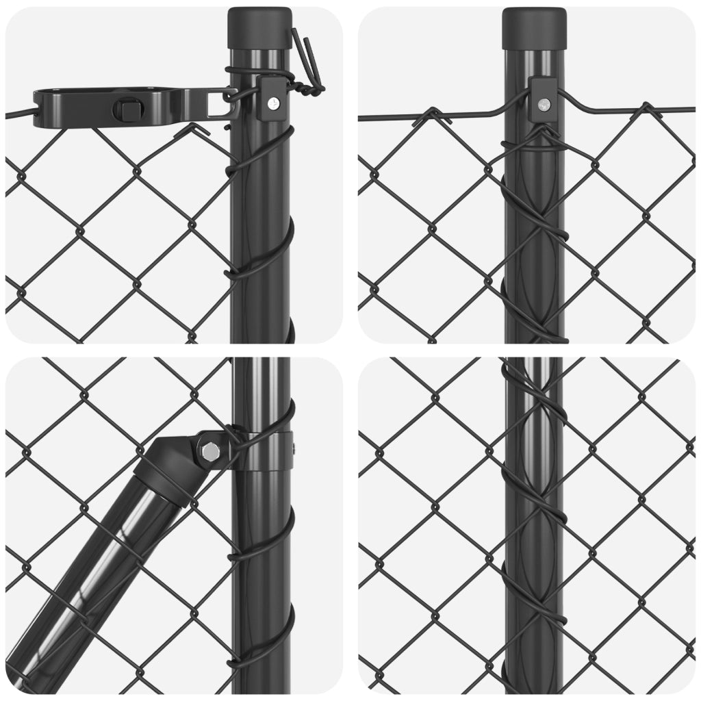 Recinzione a Maglie con 7 Pali a Punta 0,8x10 m in Acciaio Galvanizzato
