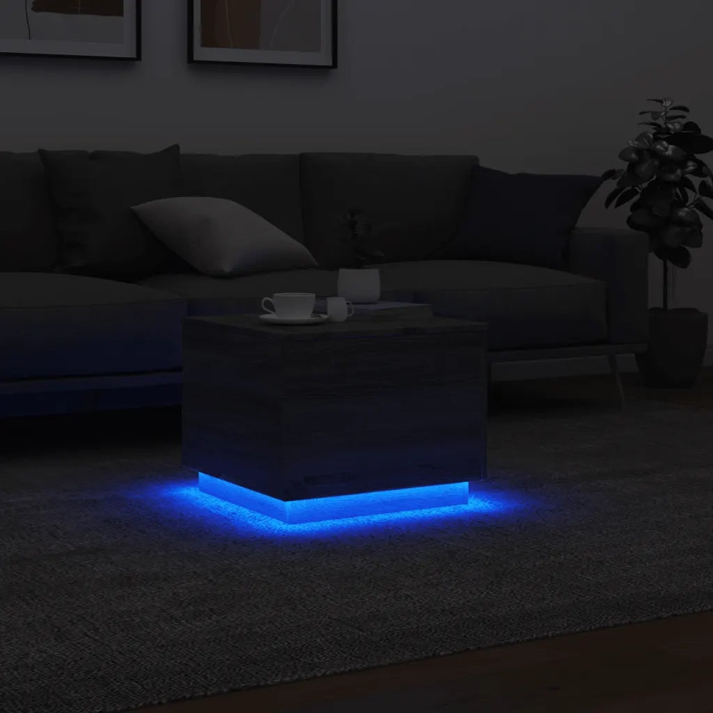 Tavolino da salotto | Tavolino da caff¨¨ | Tavolino da Soggiorno con Luci LED Grigio Sonoma 50x50x40 cm