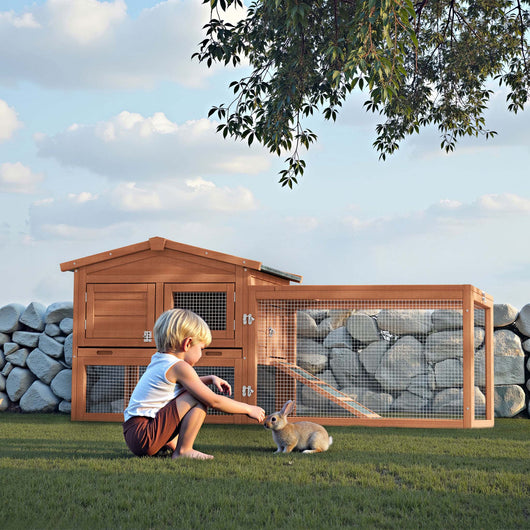 Conigliera XXL con recinto legno di abete rosso tetto in cartone catramato Gabbia per conigli lepri