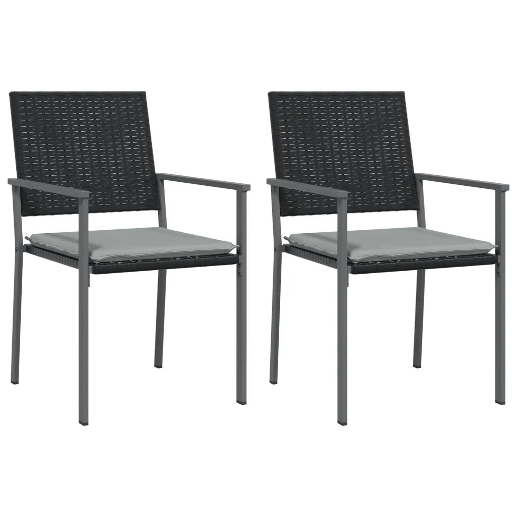 Set Pranzo da Giardino 3pz con Cuscini in Polyrattan e Acciaio