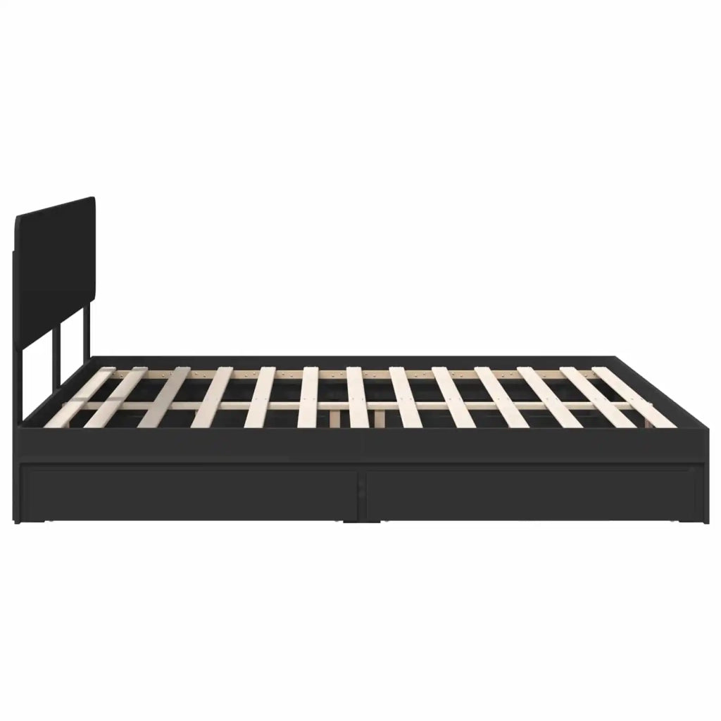 Letto con Contenitore Nero 200 x 200 cm Legno multistrato