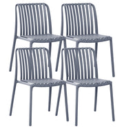 Set 4 Sedie In Polipropilene e Fibra Di Vetro Sedia Cucina Trattamento Uv Antiscolorimento Giardino Interno Esterno Moderne Robuste Resistenti Seduta Terrazzo Soggiorno Bar Ristorante Impilabili Maya-Grigio