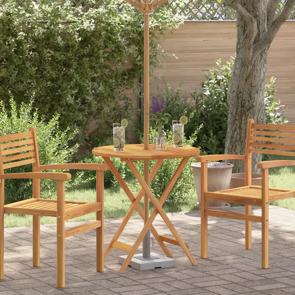 Tavolo da Giardino Pieghevole Ø60x75cm Massello di Eucalipto 312455