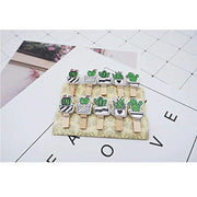 Trade Shop - Set 20pz Mollettine Cactus Di Legno Mollete Clip Corda Juta Decorazione Appendere Foto -