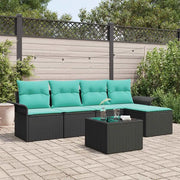 Set Divano da Giardino con archiviazione 6 pcs Nero polyrattan