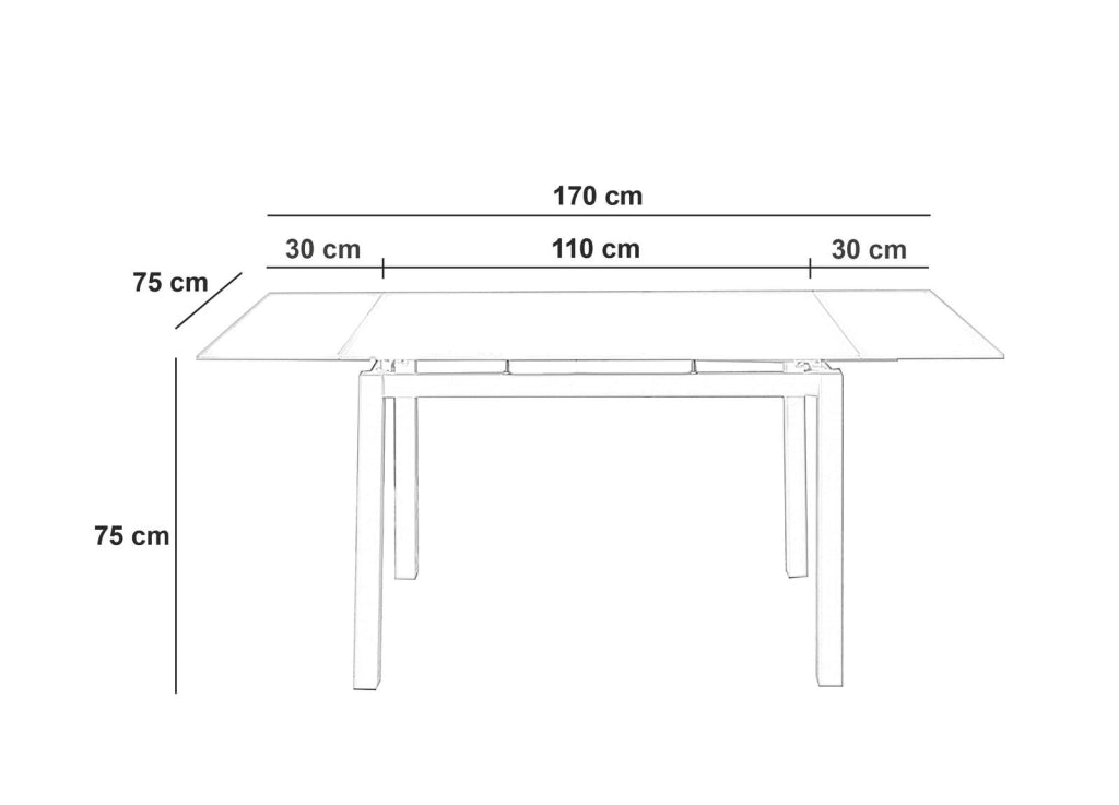 Baud - Tavolo Allungabile (110/170 x 75 cm) in Vetro Temperato Bianco