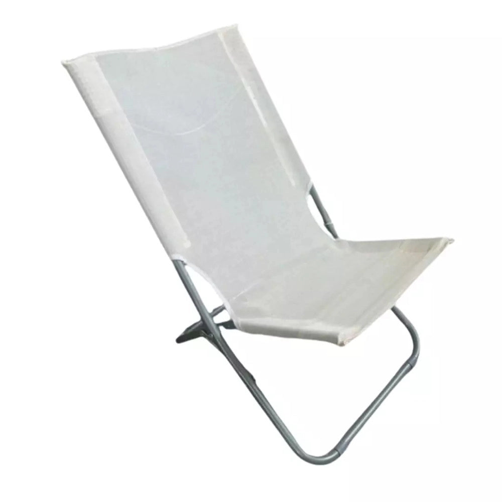 Trade Shop - Spiaggina In Textilene Crema Pieghevole Sedia Per Mare Campeggio 57x47x72cm 281051 -