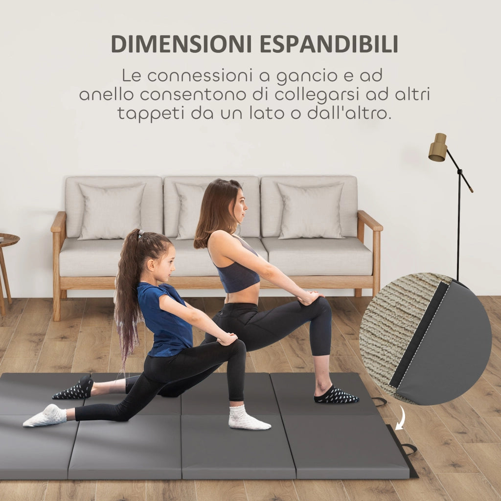 Tappetino da Ginnastica Pieghevole Materassino Fitness Antiscivolo 180x80x5H cm in Schiuma EPE Grigio