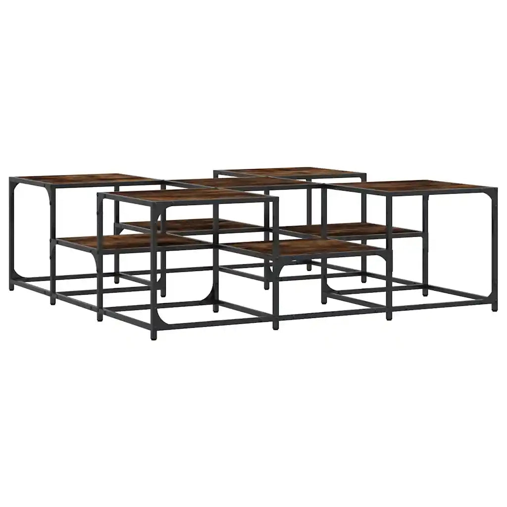 Tavolino Salotto Rovere Fumo 121x121x40 cm Legno Multistratocod mxl 110198