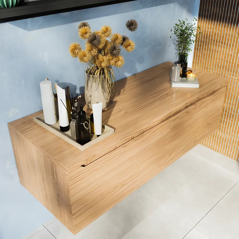 Cassettone scorrevole 90cm rovere chiaro chiusura soft-close | Bako