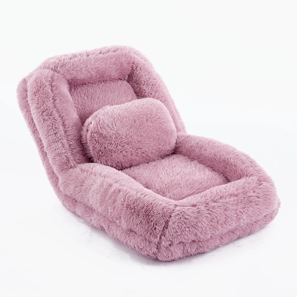 Divano letto da pavimento reclinabile a 5 posizioni con cuscino per relax, in poliestere, ferro e spugna, rosa