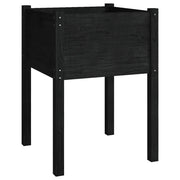 Fioriera | Cassetta per fiori | Vaso da Giardino Nera 50x50x70 cm Legno Massello di Pino