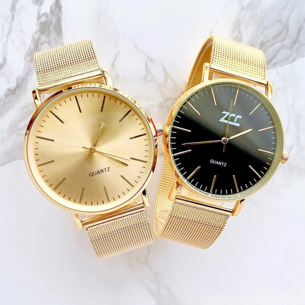 Trade Shop - Orologio Da Polso Uomo Elegante Minimal Acciaio Oro 40mm -