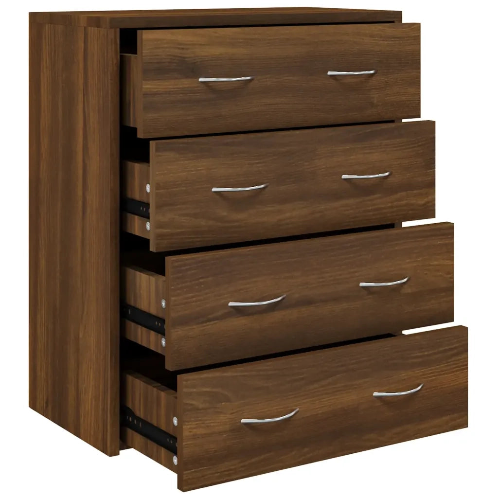 Credenza con 4 Cassetti-Buffet-Armadio da cucina 60x30,5x71 cm Rovere marrone