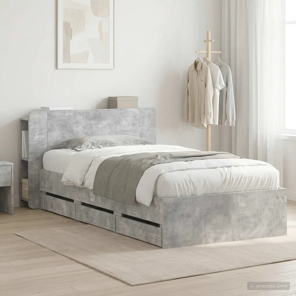 Struttura del letto con stoccaggio e testata Grigio Cemento 3433913