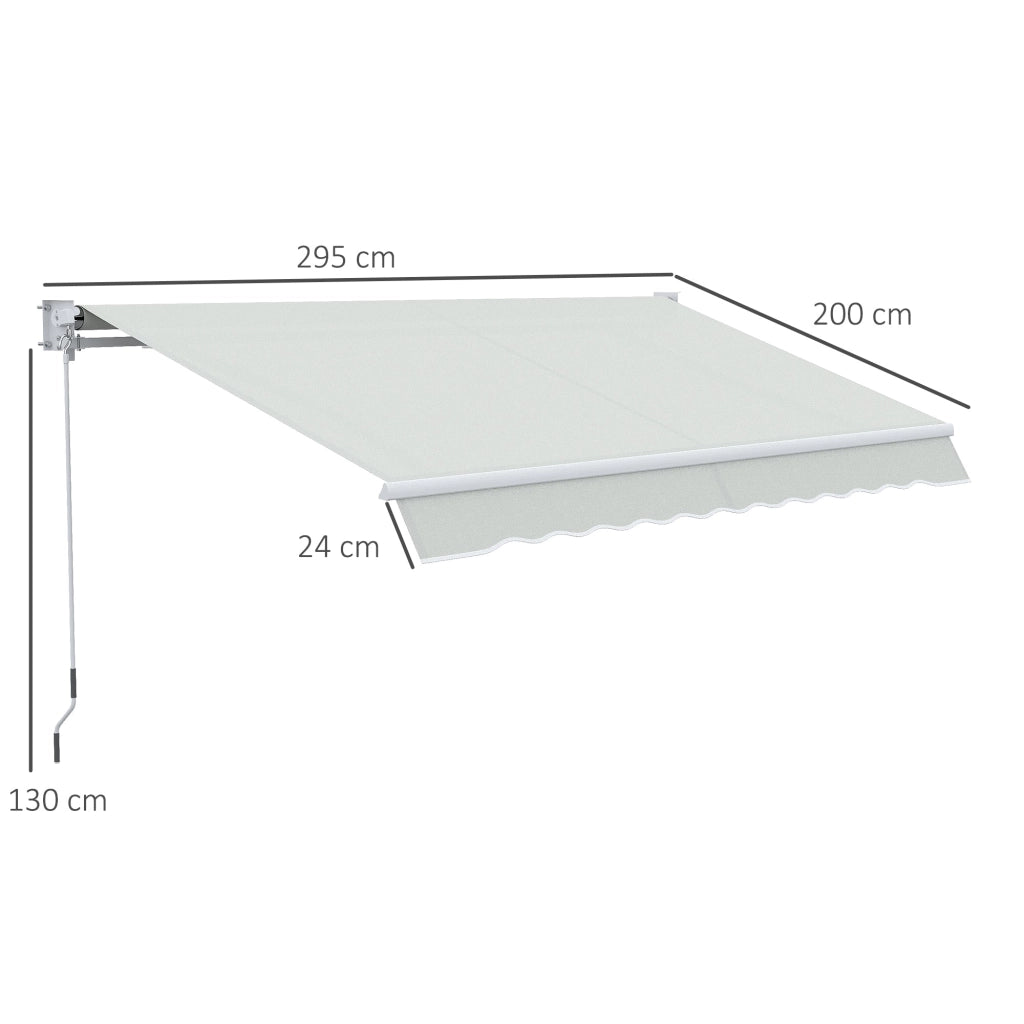 Tenda da Sole a Bracci Regolabile 200x295 cm in Alluminio e Poliestere Crema