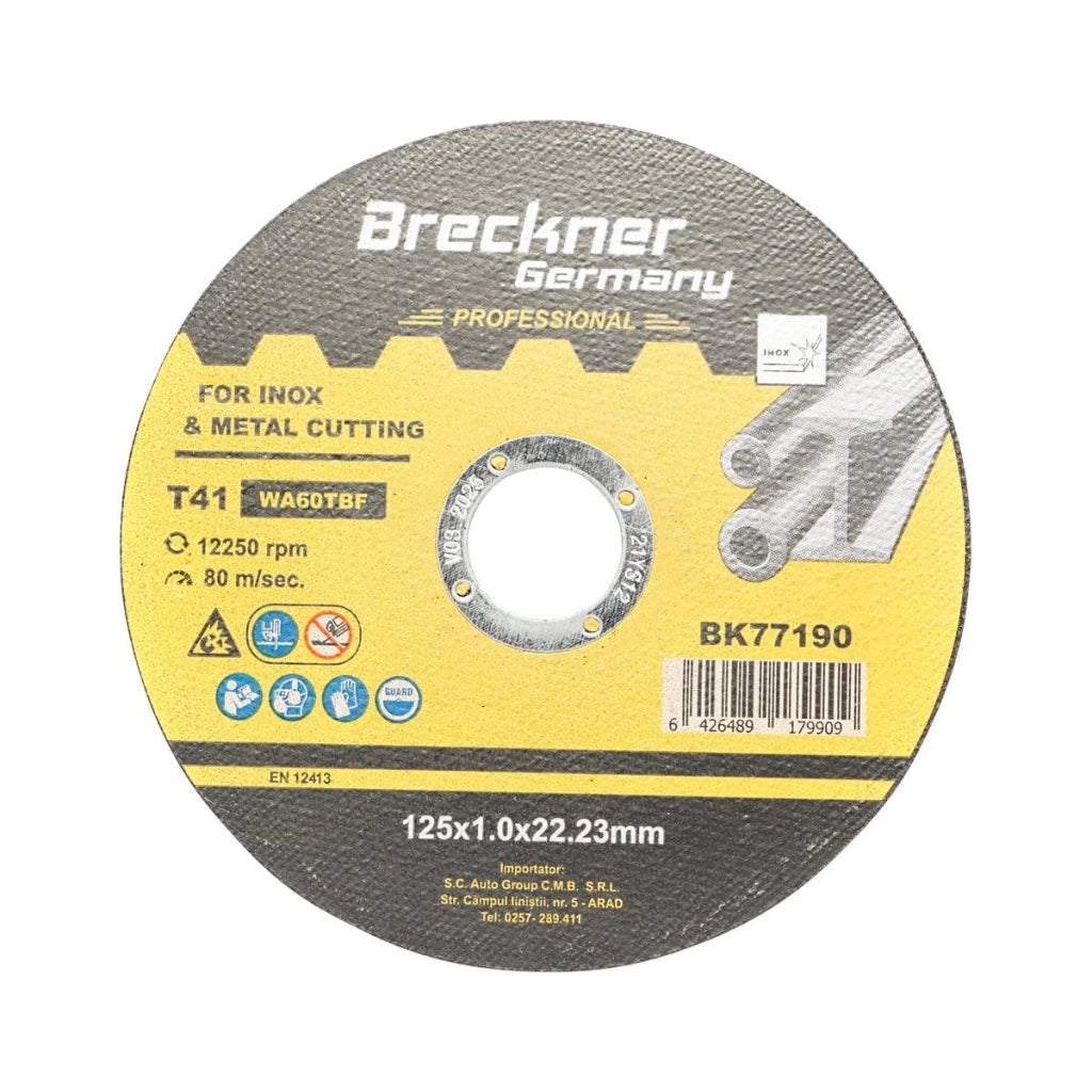 10 Dischi da Taglio T41 125x1.0x22mm Acciaio INOX Ferro Metallo Disco Flessibili per Smerigliatrice Angolare Mola Taglio Breckner Germany