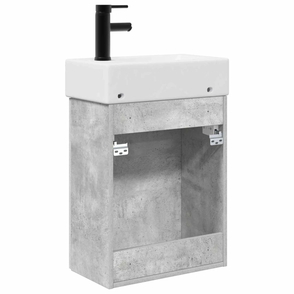 Mobile bagno con rubinetto Grigio Cemento 45,5 x 22,5 x 84 cm 889436