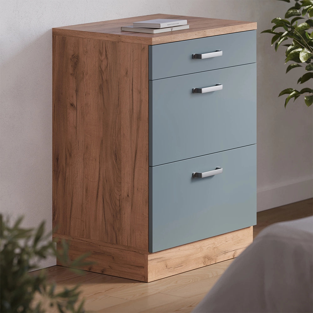 Mobile per mansarda Rion Grigio-blu/Rovere dorato 60 x 83.8 cm senza inclinazione con 3 cassetti Vicco