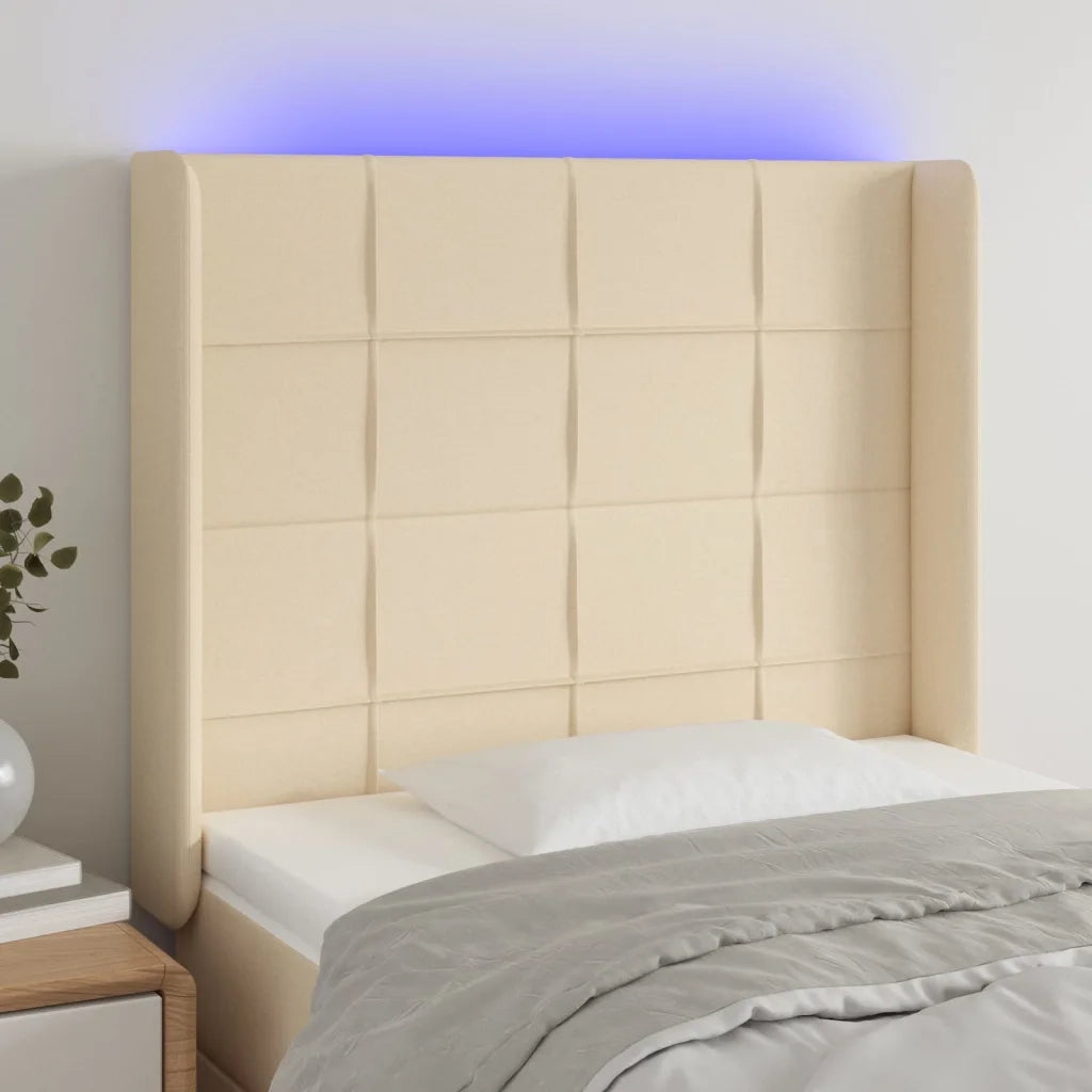 Testiera a LED crema 93x16x118/128 cm in Tessutocod mxl 97890