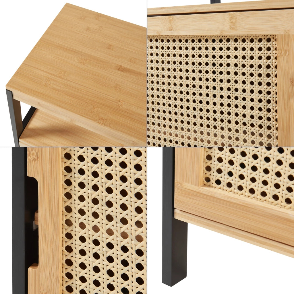 Mobiletto portaoggetti da bagno 80 x 40 x 35 cm MDF bambù rattan beige 03_0008886