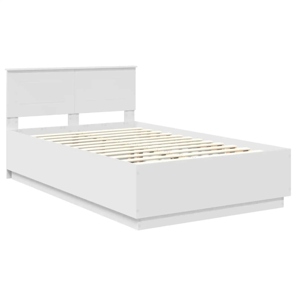 Letto matrimoniale | Letto per adulti | Struttura del letto Bianco 135 x 190 cm Legno multistrato