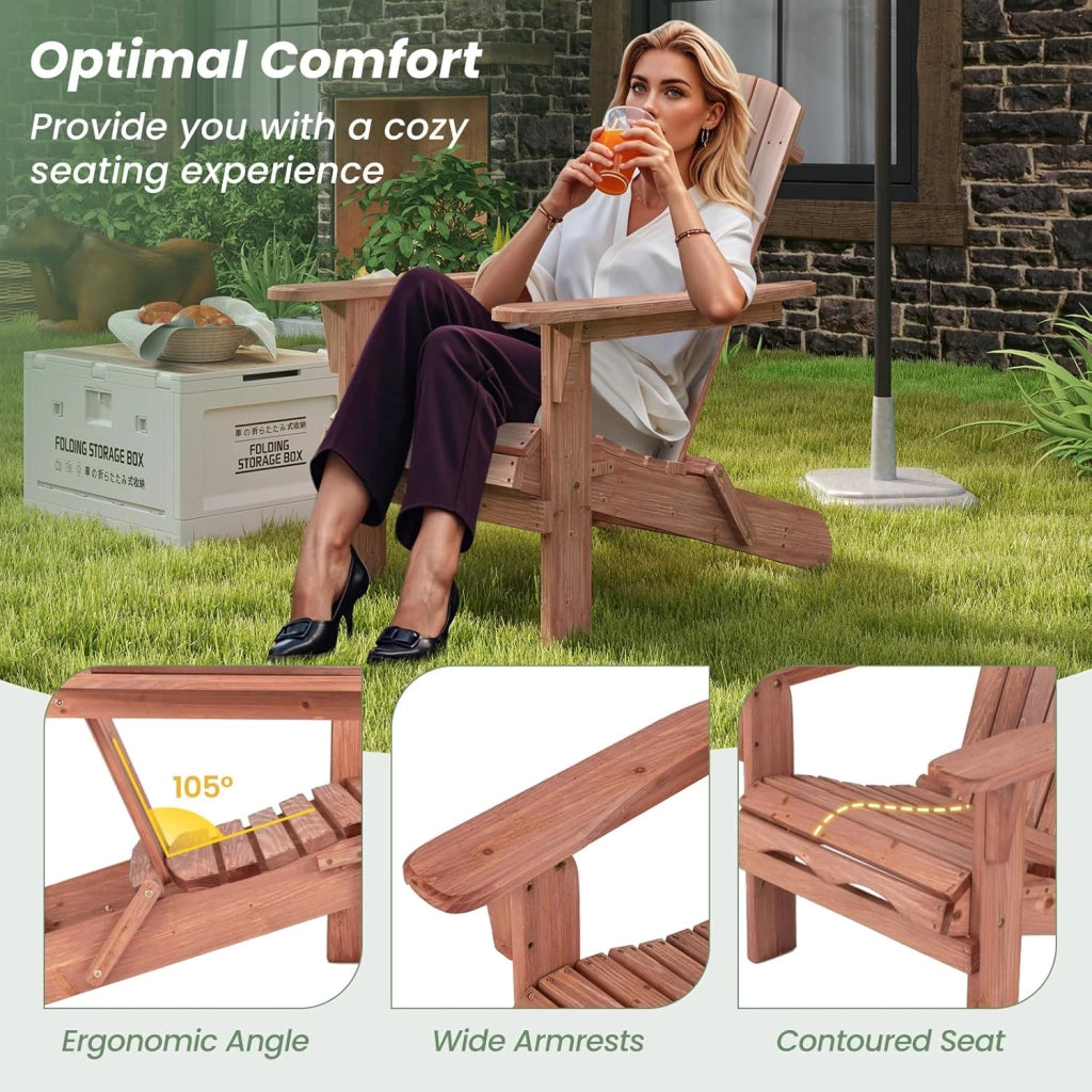 Set di 2/4 Sedie Adirondack Pieghevoli, Sedia da Esterno con Telaio in Legno di Abete, Schienale Alto e Braccioli Ergonomici, Sedia Adirondack per Patio Giardino Cortile Campeggio (1, Giallo)