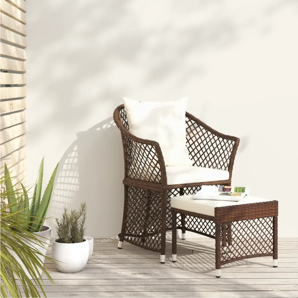 Set Divani da Giardino 2 pz | Set Salotto da Giardino con Cuscini in Polyrattan Marrone