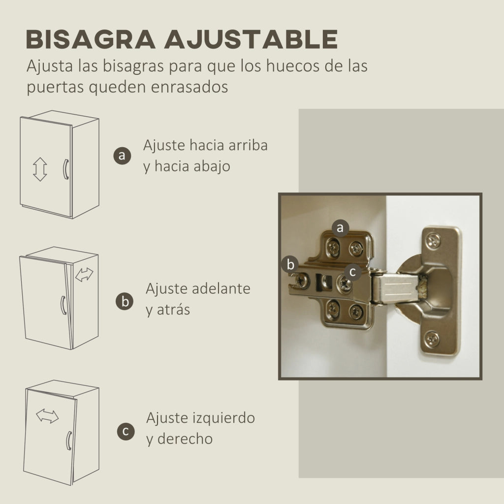 Credenza Bianca per Ingresso con 3 Ante e Ripiani Regolabili ¨C zephmum ¨C 120x37x75 cm