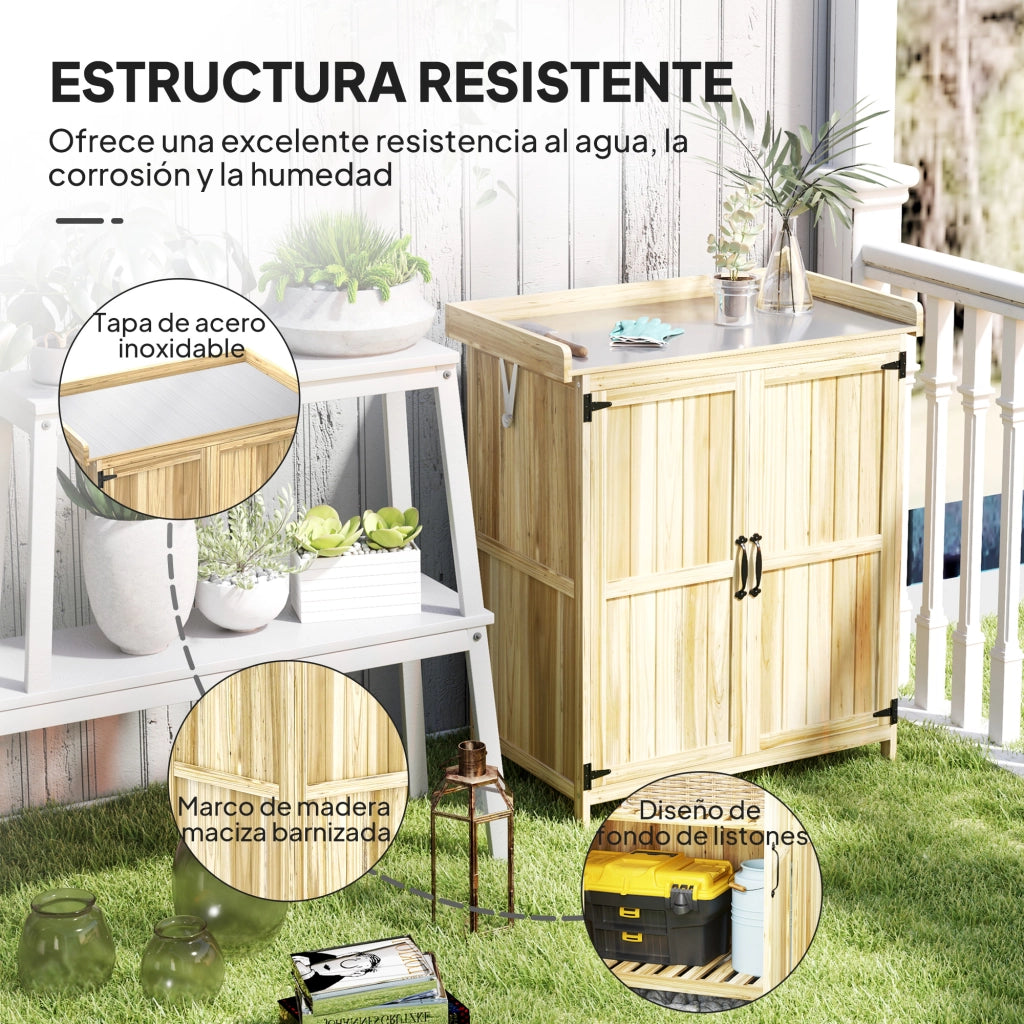 Casetta da Giardino in Legno con 2 Porte ¨C Minimal ¨C 74x43x88 cm Colore Naturale