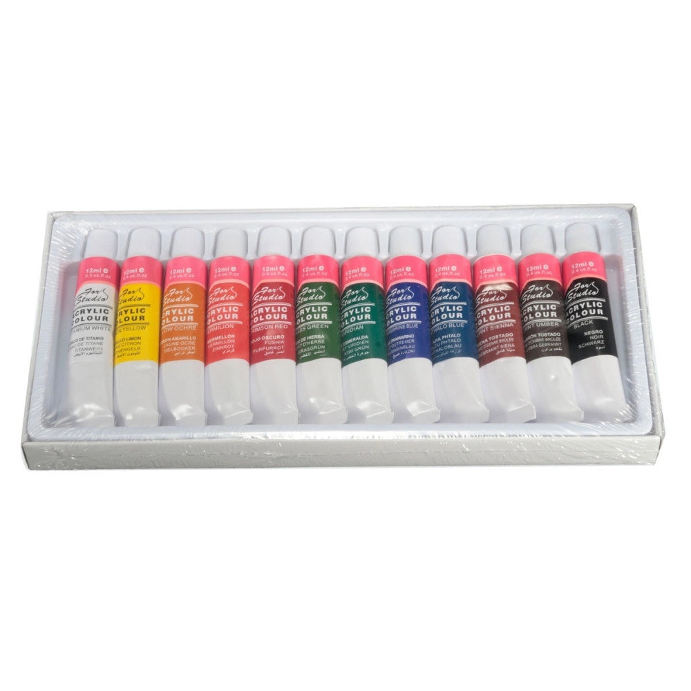 Trade Shop - Set 10 Colori A Tempera Con Omaggio 2 Pennelli Per Disegno Artistico Pittura -