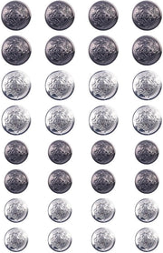 Bottoni metallici rotondi decorativi - accessori di abbigliamento - 32 pezzi