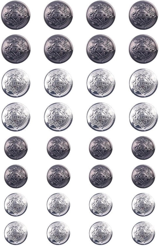 Bottoni metallici rotondi decorativi - accessori di abbigliamento - 32 pezzi