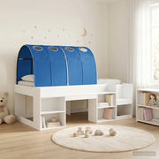 Letto con Tunnel 3 pcs Bianco e Blu Legno multistrato