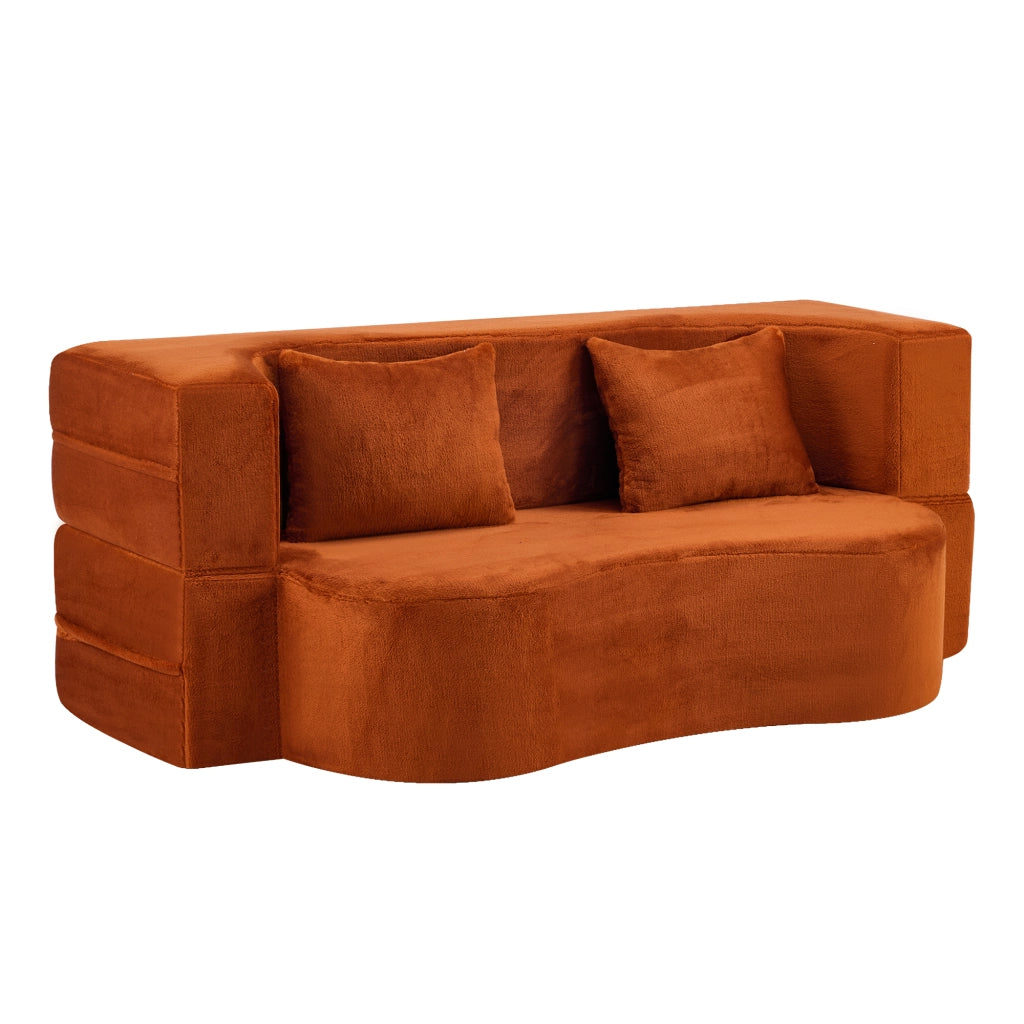 Divano Letto Pieghevole ¨C MINIMAL ¨C Velluto Arancione