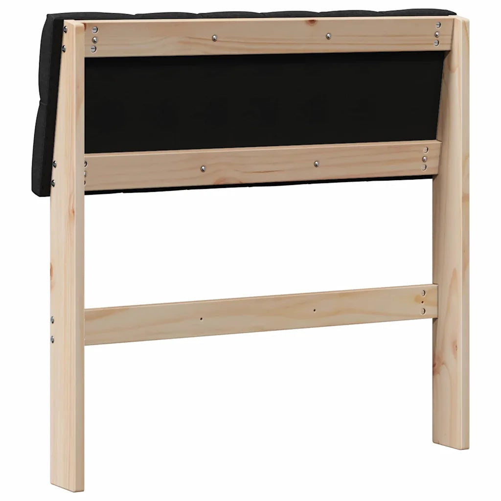Testiera imbottita-Testiera con Cuscini-Testata Nero 75 cm Pino massello 422608