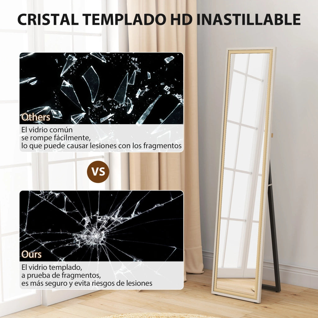 Specchio a Pieno Corpo Inclinabile o da Parete ¨C zephmum ¨C Bianco e Naturale