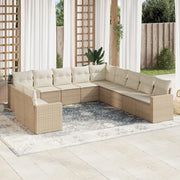 Set Divani da Giardino 11 pz con Cuscini Beige in Polyrattan 3251525