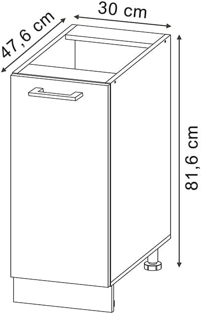 Mobile cucina sottotetto R-Line, Cemento/Bianco, 80 cm con 2 porte
