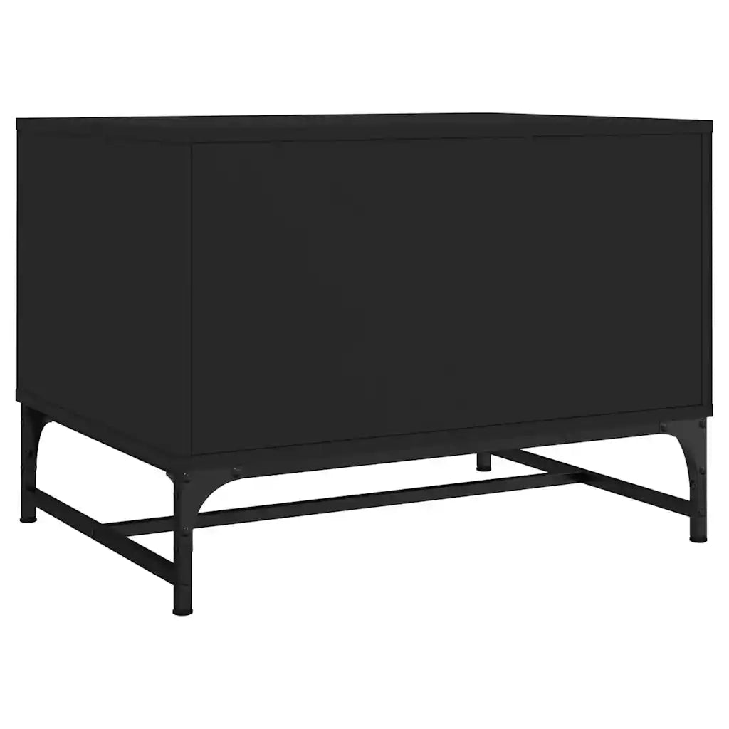 Tavolino da Salotto con Ante in Vetro-Tavolino da soggiorno Nero 68,5x50x50 cm