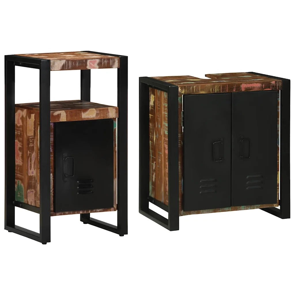 Set di mobili per il bagno 2 pcs Legno Recuperato Massello
