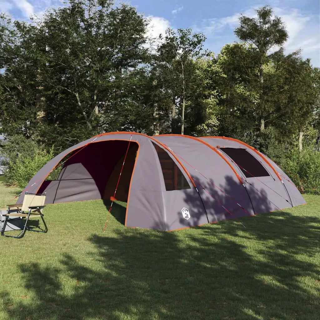 Tenda Tunnel per 6 Persone con tetto-Tenda da campeggio Grigio e arancione