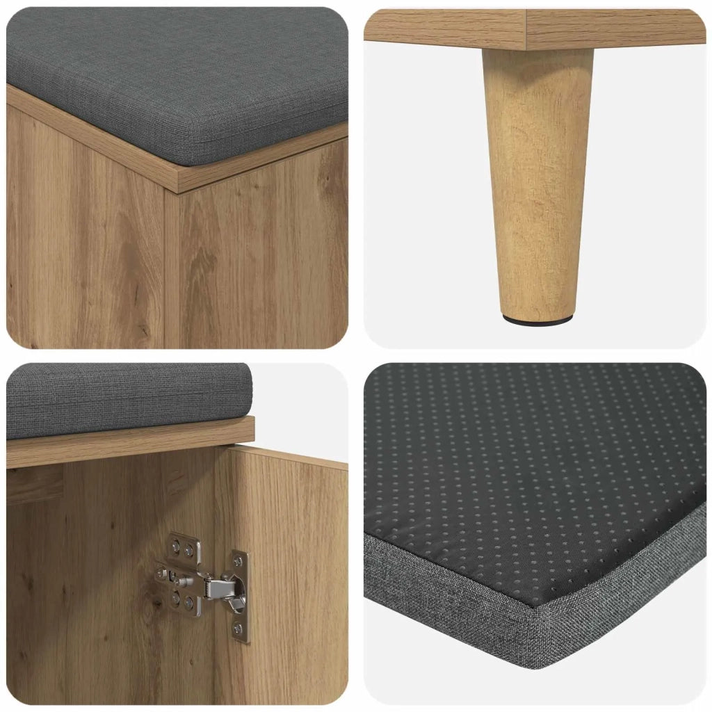 Panca per scarpe con cuscino Rovere Artigianale 80 x 38 x 46 cm 906153