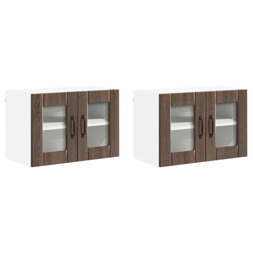 Mobile in vetro da parete LUCCA 2 pcs Rovere Marrone