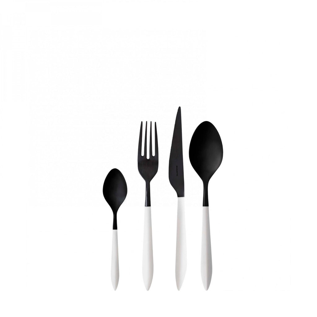 ARES BLACK DIAMOND, Posate Set 24 pz, Scatola Window, Casa Bugatti Colore: Bianco