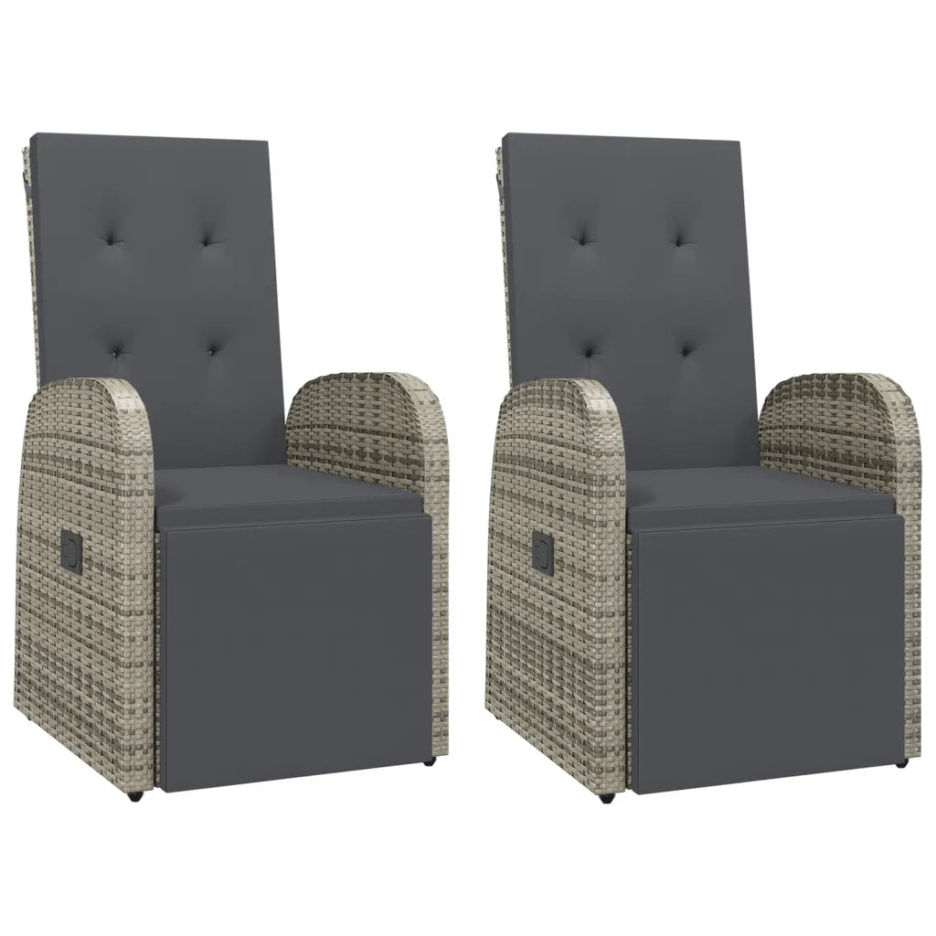 Sedie Reclinabili da Giardino con Cuscini 2pz Grigio Polyrattan 319538