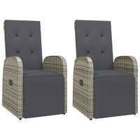 Sedie Reclinabili da Giardino con Cuscini 2pz Grigio Polyrattan 319538