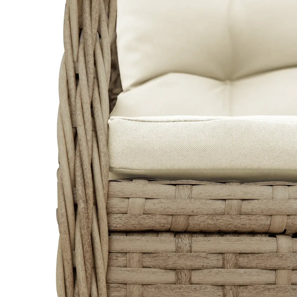 Set da Pranzo da Giardino 7 pz con Cuscini Beige in Polyrattan