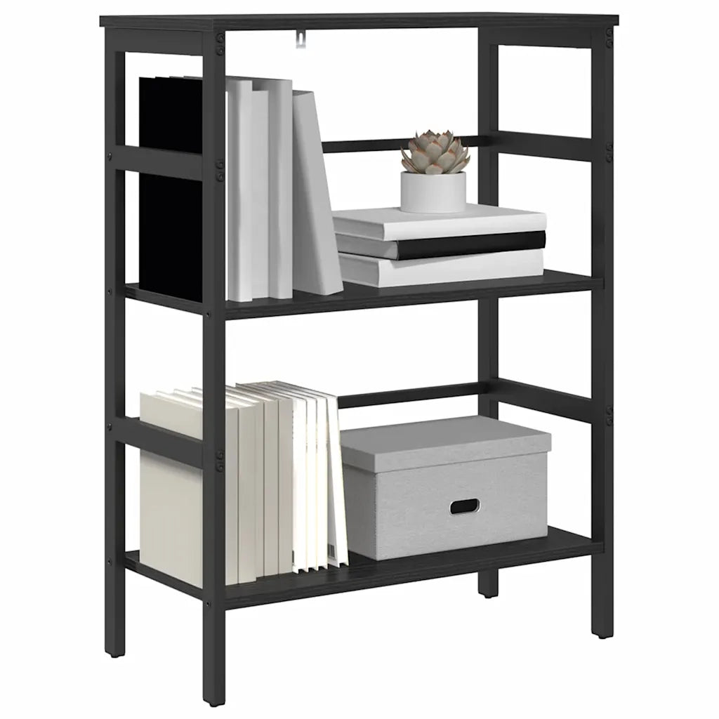 Libreria-Scaffale per Libri-Mobile di Stoccaggio Rovere Nero 60 x 29,5 x 81 cm Legno multistrato