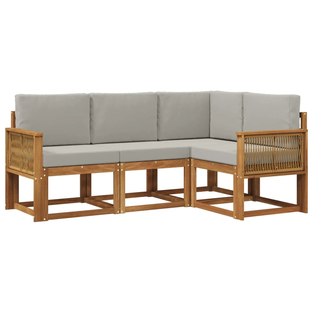 Set di divani da esterno 4 pcs Naturale e Grigio Chiaro 3385177